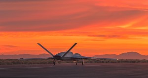 The Predator drone on the runway.