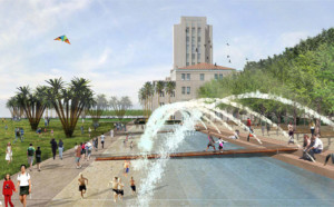 The vision for the Waterfront Park at the County Administration Center (rendering above) led to the creation of the new garage.
