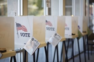 Voting booths await voters