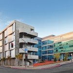 Math and Social Sciences Building and parking structure.