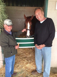 Sharing a laugh at the Del Mar Racetrack.