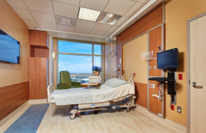Patient rooms feature a subdued color palette, which is proven to boost the healing process. They are also equipped with LCD televisions that can display clinical images, and pullout couches so family members can comfortably stay overnight.