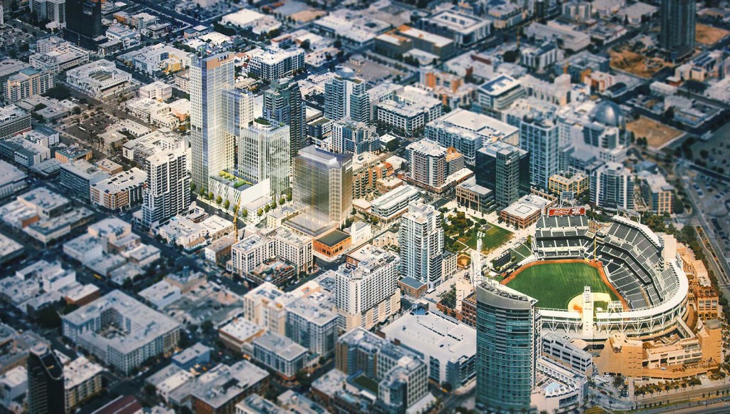 Aerial view shows where the Cisterra development would fit Downtown.