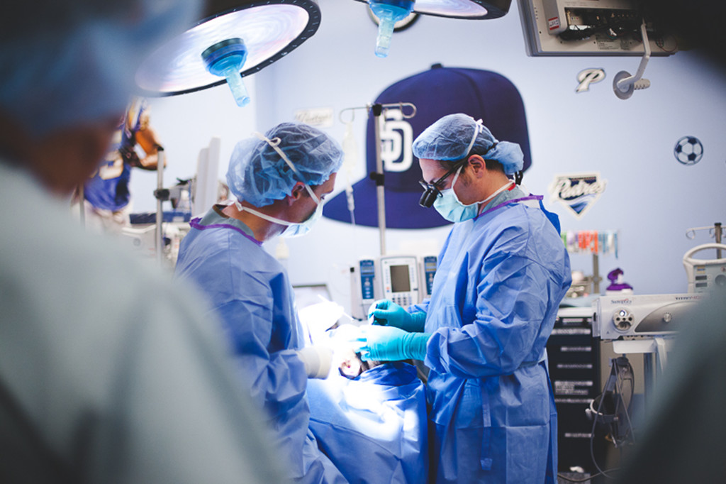 Dr. Michael Brucker and Dr. Salvatore Pacella in the operating room.
