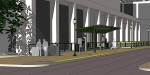 Rendering of Civic Center Trolley Station, prototype for new Courthouse Station