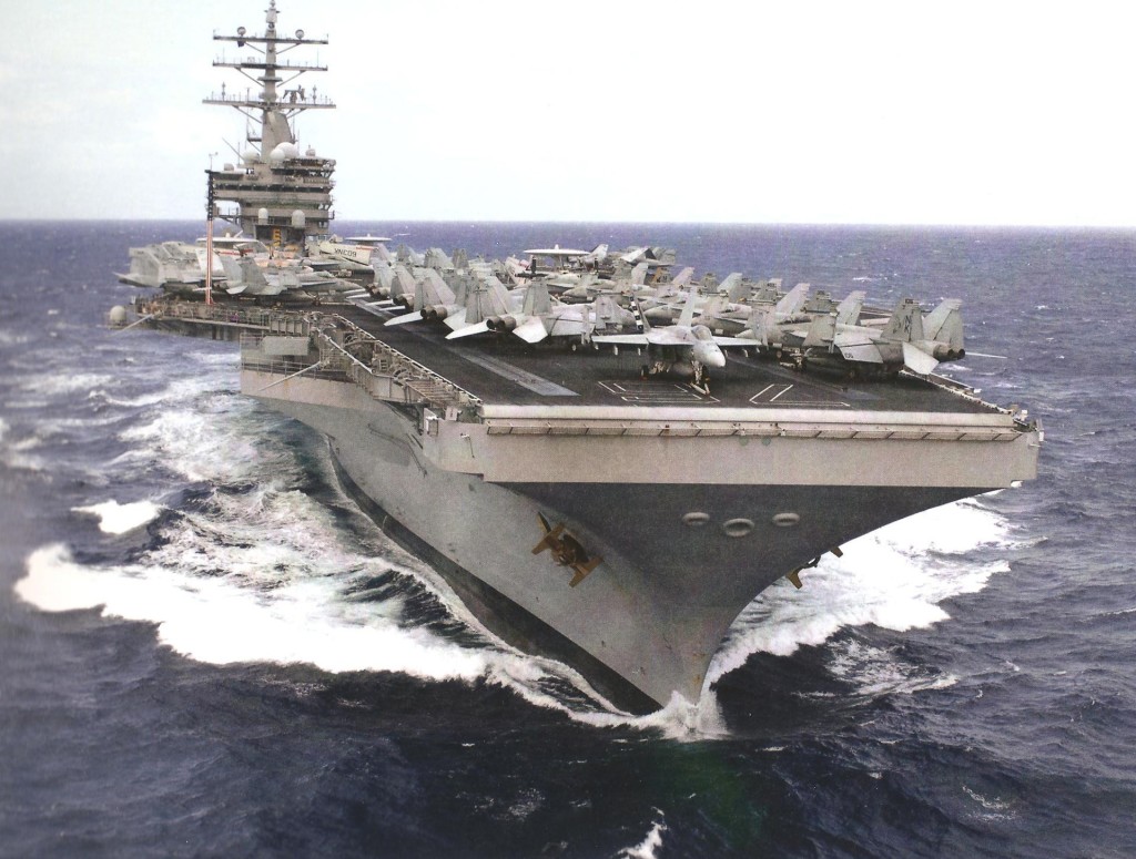 The San Diego-based USS Ronald Reagan at sea.