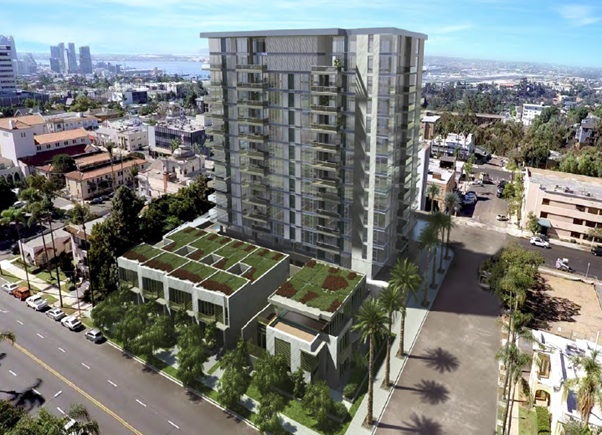 Rendering of the exteriof of The Park, a condo development planned for Bankers Hill.