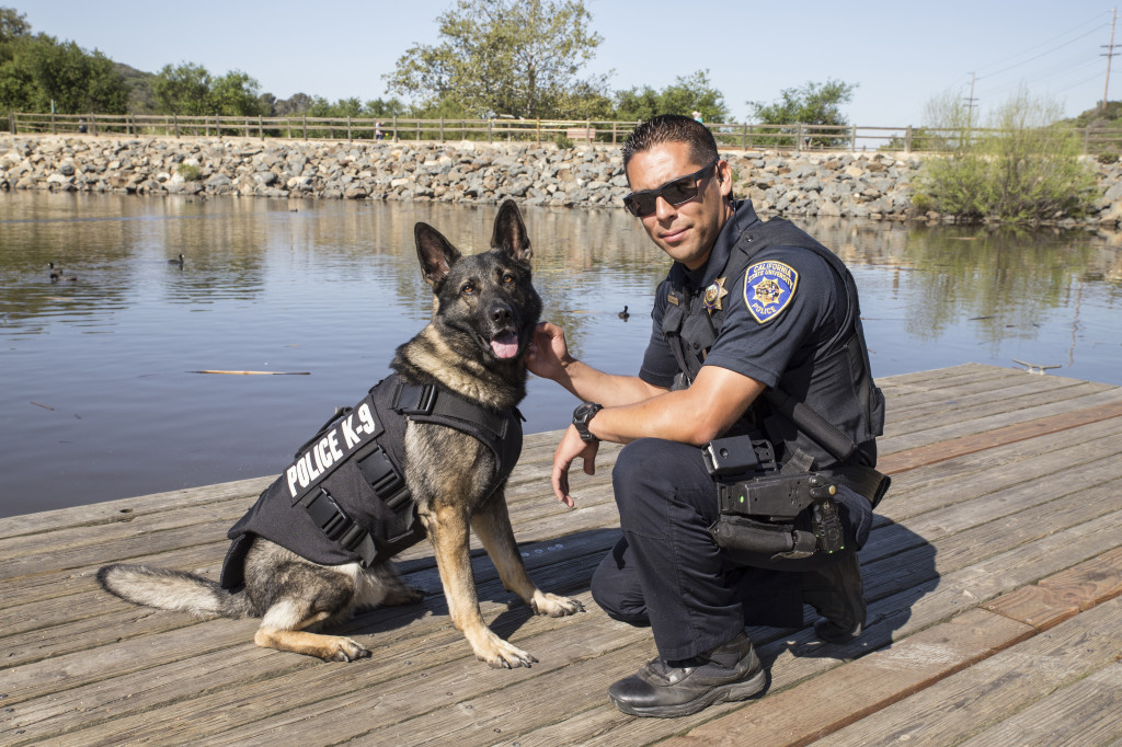 Armor, seen here with Officer David Angulo, sports a ballistic protection vest.