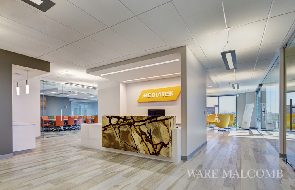 Reception desk at MediaTek’s new offices