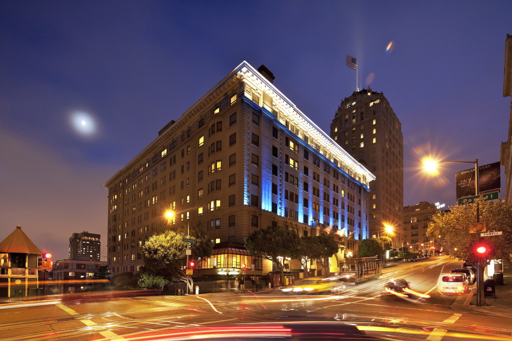 San Francisco's Stanford Court at night.