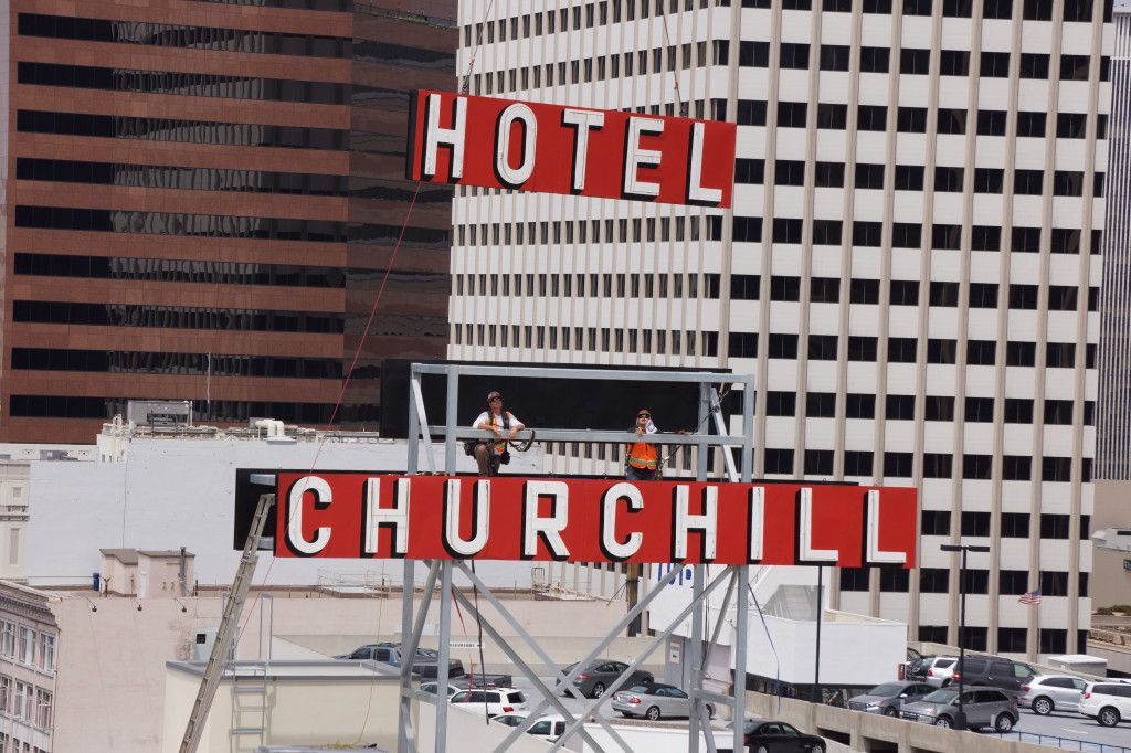 Hanging the sign