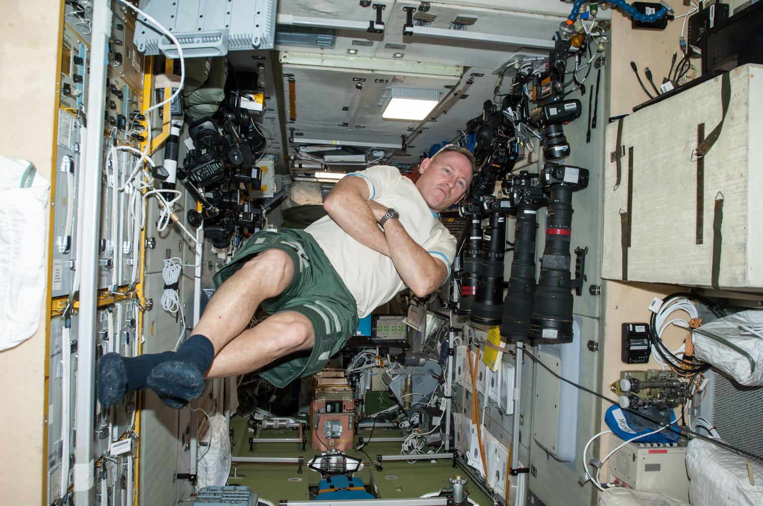 NASA Commander Barry (Butch) Wilmore enjoys zero gravity aboard the International Space Station.