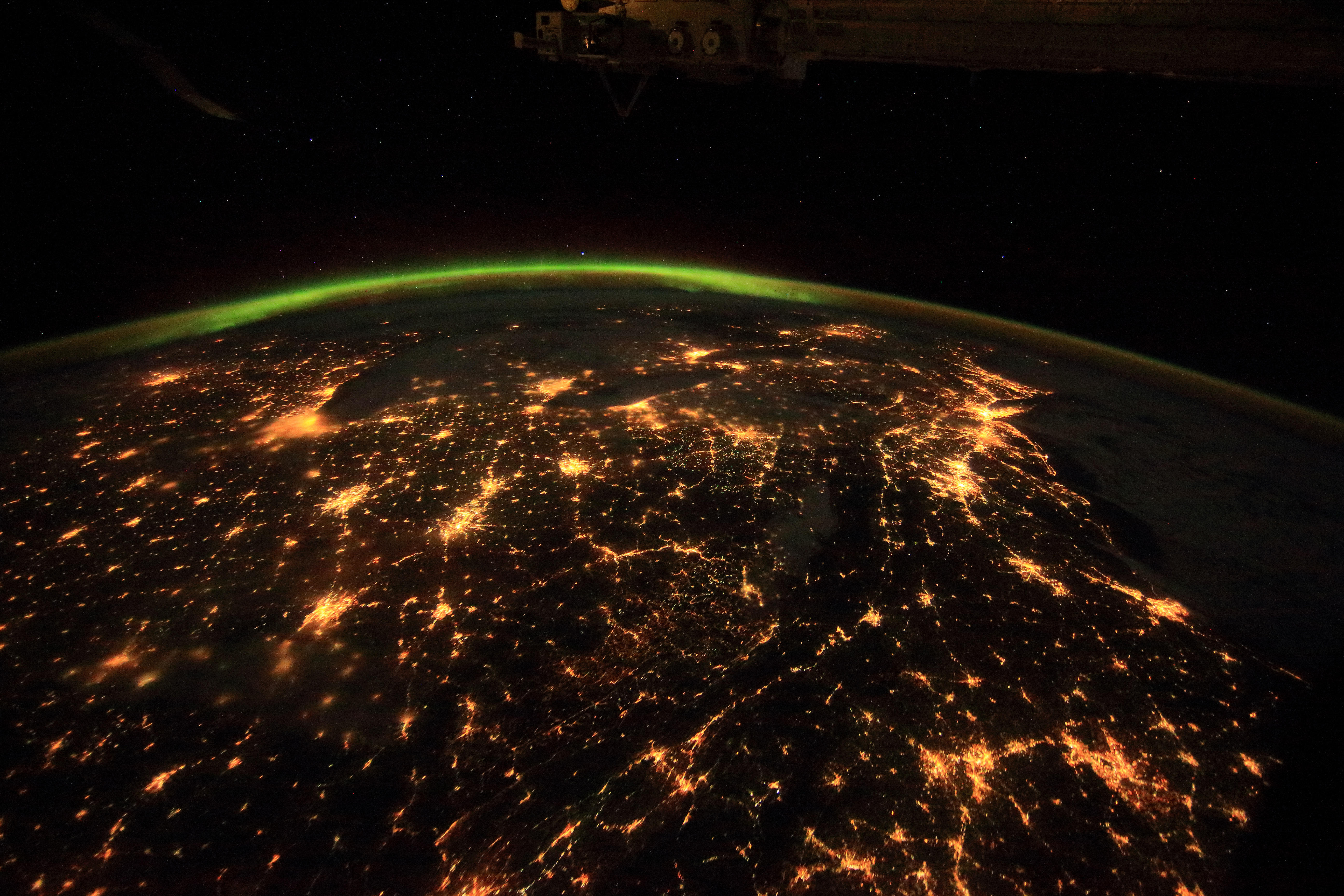 The entire northeast of Canada, the United States and beyond as seen from the International Space Station.
