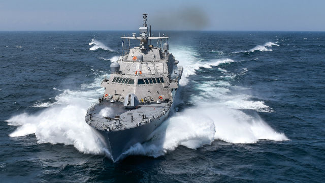 The USS Detroit at sea. (Navy photo)