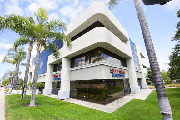 The Clayton Building, a 39,170 square-foot, three-story atrium office building located in the Miramar area of San Diego.