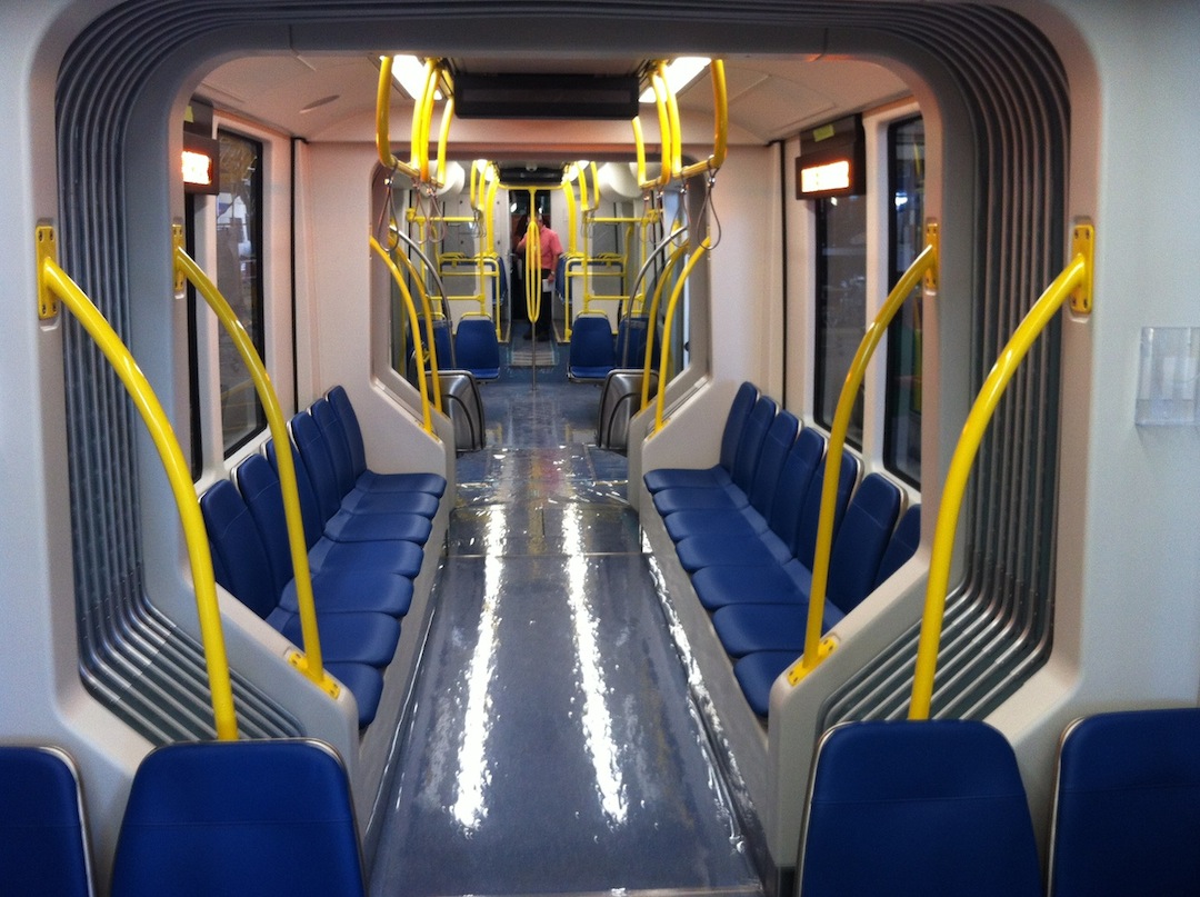  Example of a redesigned middle section of the vehicle to improve passenger flow including greater wheelchair accessibility and bicycle storage