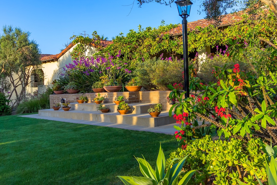 The hacienda-style property is located across the street from the University of California San Diego.