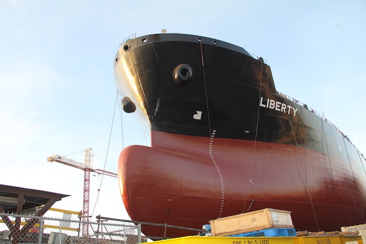 The ship’s advanced “ECO” design symbolizes the emerging direction of the U.S. shipping industry toward cleaner modes of transporting product.