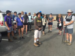 Michael Abrams, center, at a training hike. 