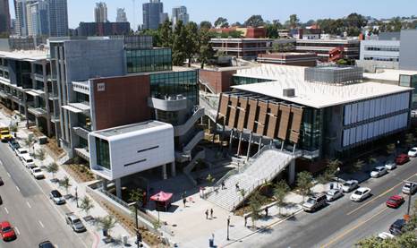 City College’s Business Technology building (on right), and Arts & Humanities (on left).