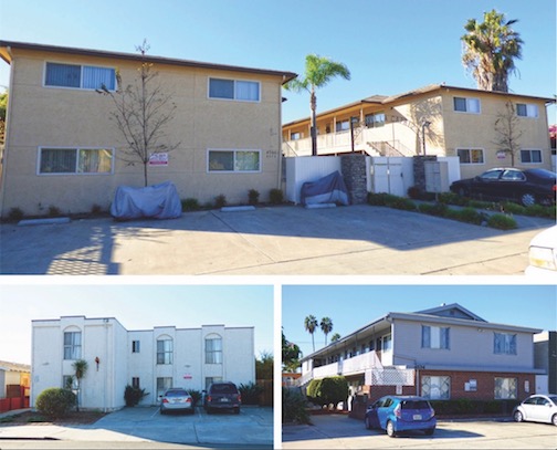 Top: 4366-72 Mississippi St. Bottom left: 3744 Bancroft St.; Bottom right, 4354-40 30th St.