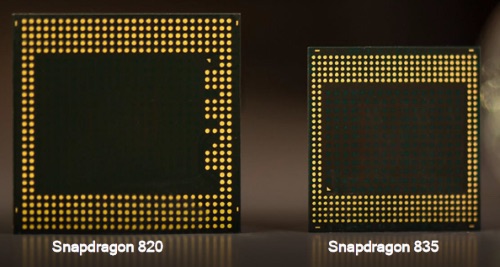 The 835 sports a 35 percent decrease in package size and 25 percent better power efficiency than the existing 821.(Images: Qualcomm)