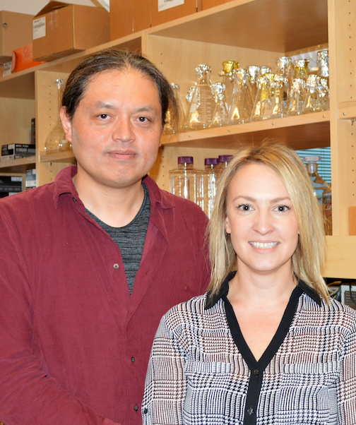Co-senior author Nobuyoshi Suto and first author Amanda Laque conducted the new study (Photo by Madeline McCurry-Schmidt)