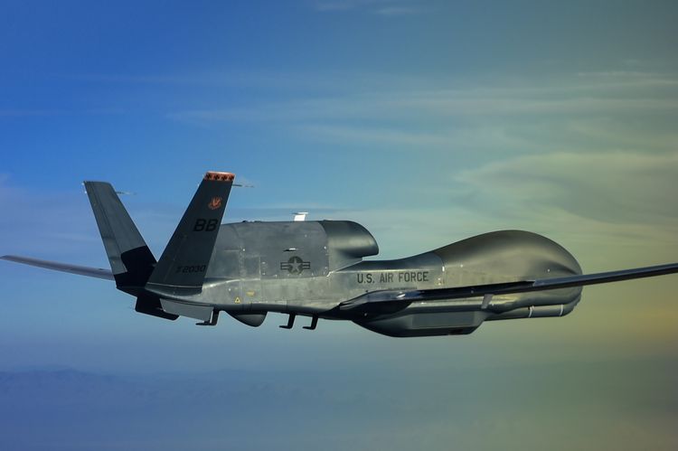 The RQ-4 Global Hawk high altitude long endurance autonomous aircraft system. (Credit: Northrop Grumman)