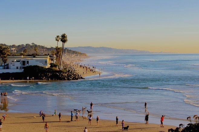 The development will be on 16 acres overlooking Del Mar’s ‘Dog Beach’ (above).