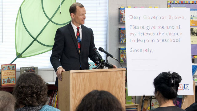 Kevin McCarty in a California preschool classroom. (Courtesy of the assemblymember’s office)