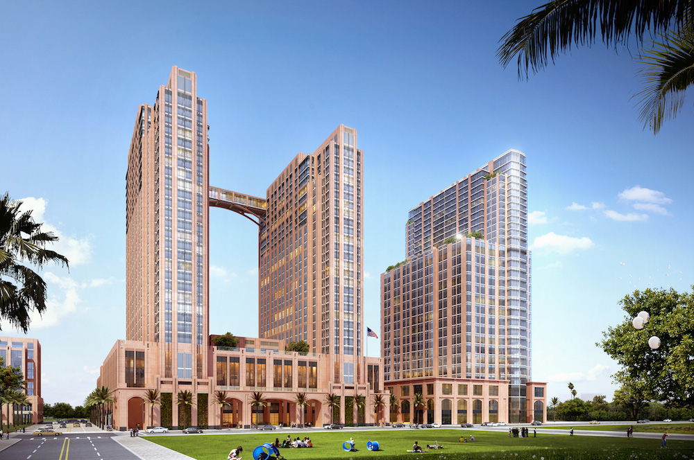 Rendering of the Manchester Pacific Gateway project, which will be built following demolition of the Navy Broadway Complex. (Photo courtesy of Manchester Financial Group)