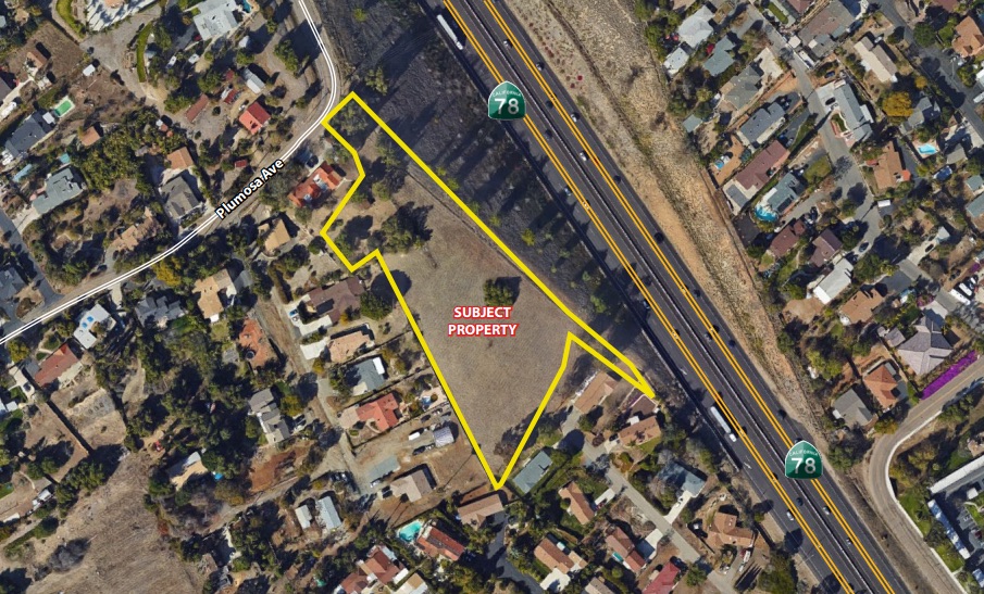 The property is located off of Plumosa Avenue, Vista.