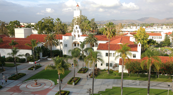 Aerial view of San Diego State University’s campus. (Photo: Sandy Huffaker Jr.)