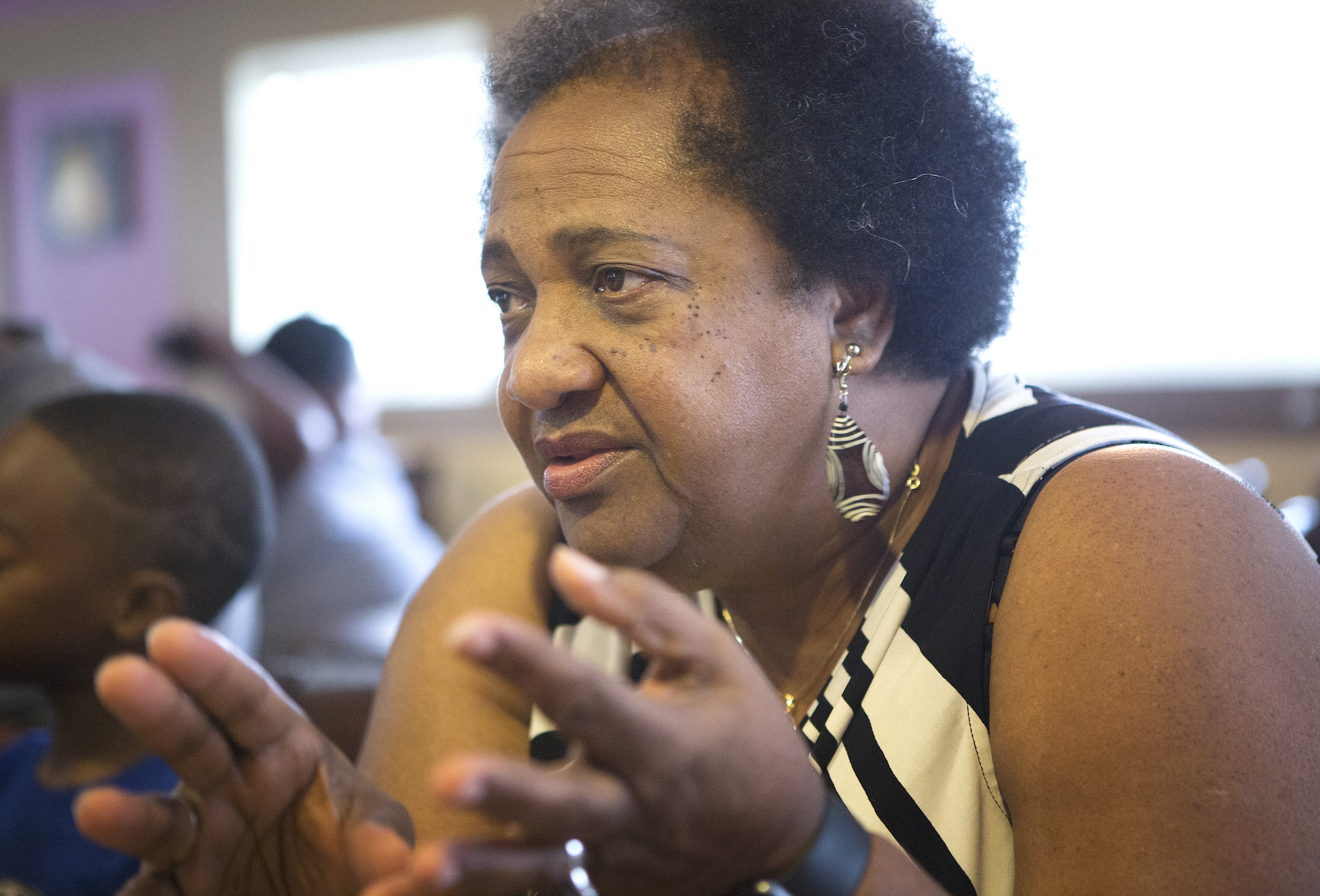 Shirley Weber in conversation. (Photo by Evan Lewis for CALmatters)