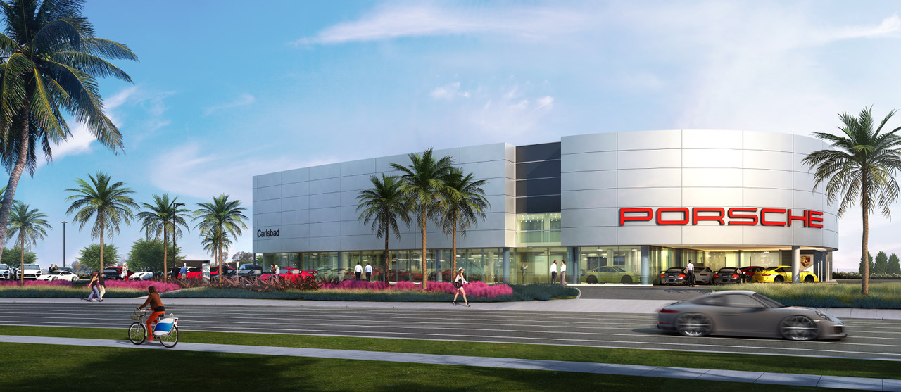 Hoehn Porsche Dealership rendering. (Photo courtesy of Gensler)