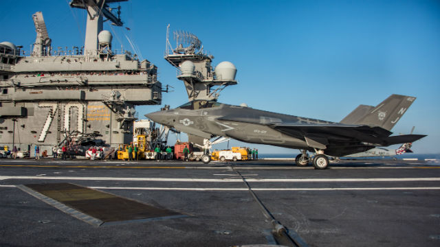 F-35 Joint Strike Fighter on the USS Carl Vinson.