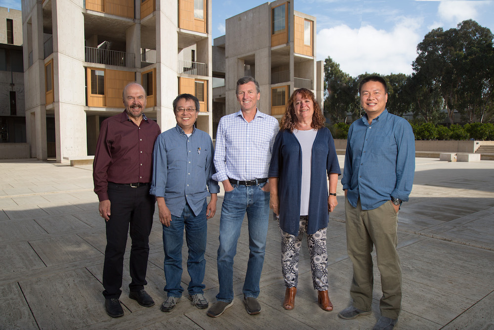 From left: Joseph Ecker, Kuo-Fen Lee, Ed Callaway, Margarita Behrens and Xin Jin. (Image credit: Salk Institute)