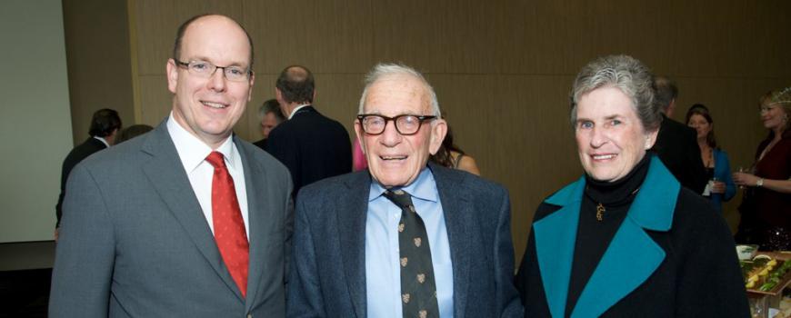 Prince Albert II of Monaco, Walter Munk and Mary Coakley Munk. (Courtesy of Scripps Institution of Oceanography)