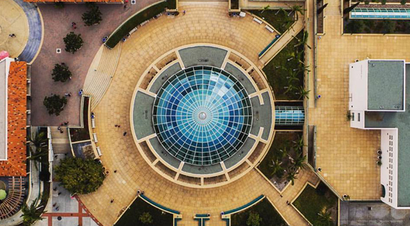 Aerial view of SDSU’s Love Library (Credit: SDSU Drone Lab)