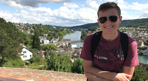 SDSU student Brandon Einstoss in Switzerland. (Courtesy SDSU)