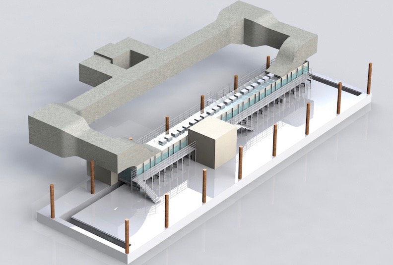 Rendering of SOARS instrument for replicating ocean-atmosphere systems in laboratory setting. (Courtesy of Scripps Institution of Oceanography)