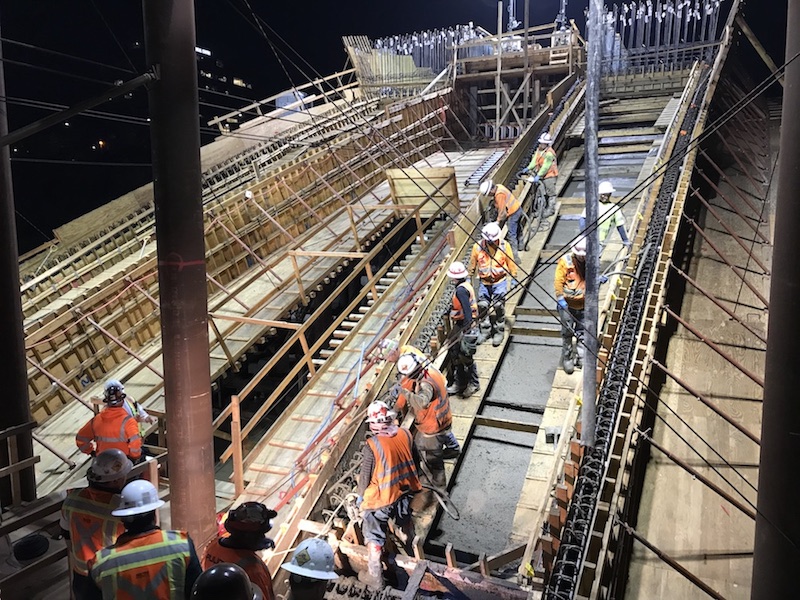 Workmen on the Gilman Drive Bridge.