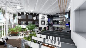 Rendering of new Viasat campus interior