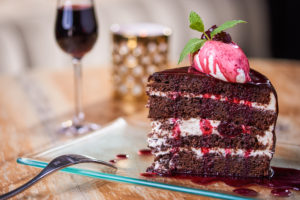Delicious chocolate cake.