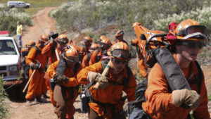 Inmates serving as California firefighters. (Photo courtesy California Department of Corrections and Rehabilitation)
