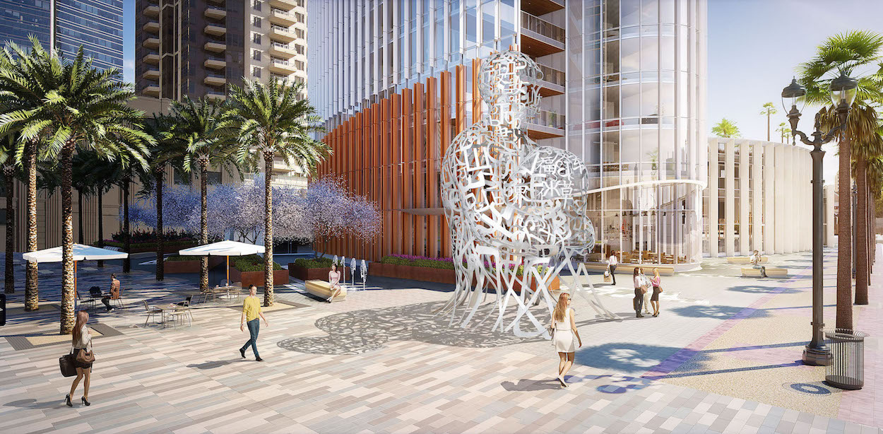 Rendering of Jaume Plensa’s Pacific Soul at Bosa Development’s 41-story luxury residences.