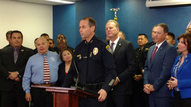 David Nisleit at the press conference in the mayor’s office. (Photo by Chris Jennewein/Times of San Diego)