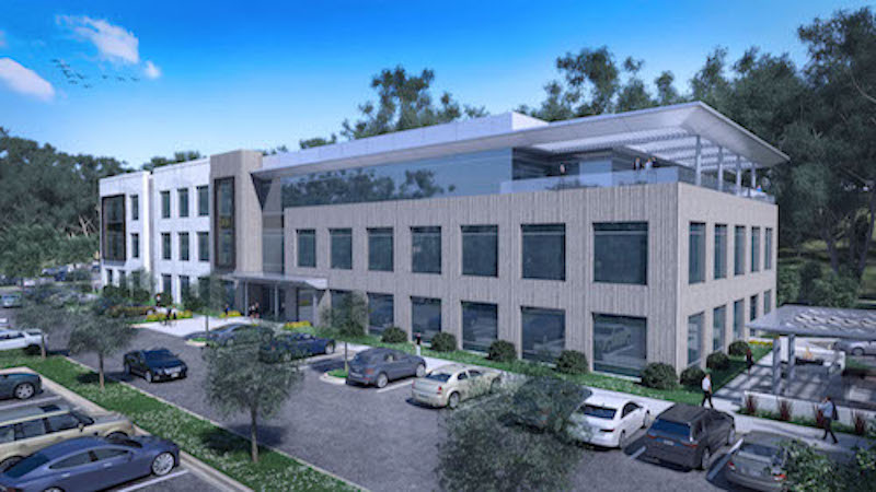 Rendering of new Class A office building developed by Drawbridge Realty and built by BNBuilders. (Image courtesy Pacific Cornerstone Architects)