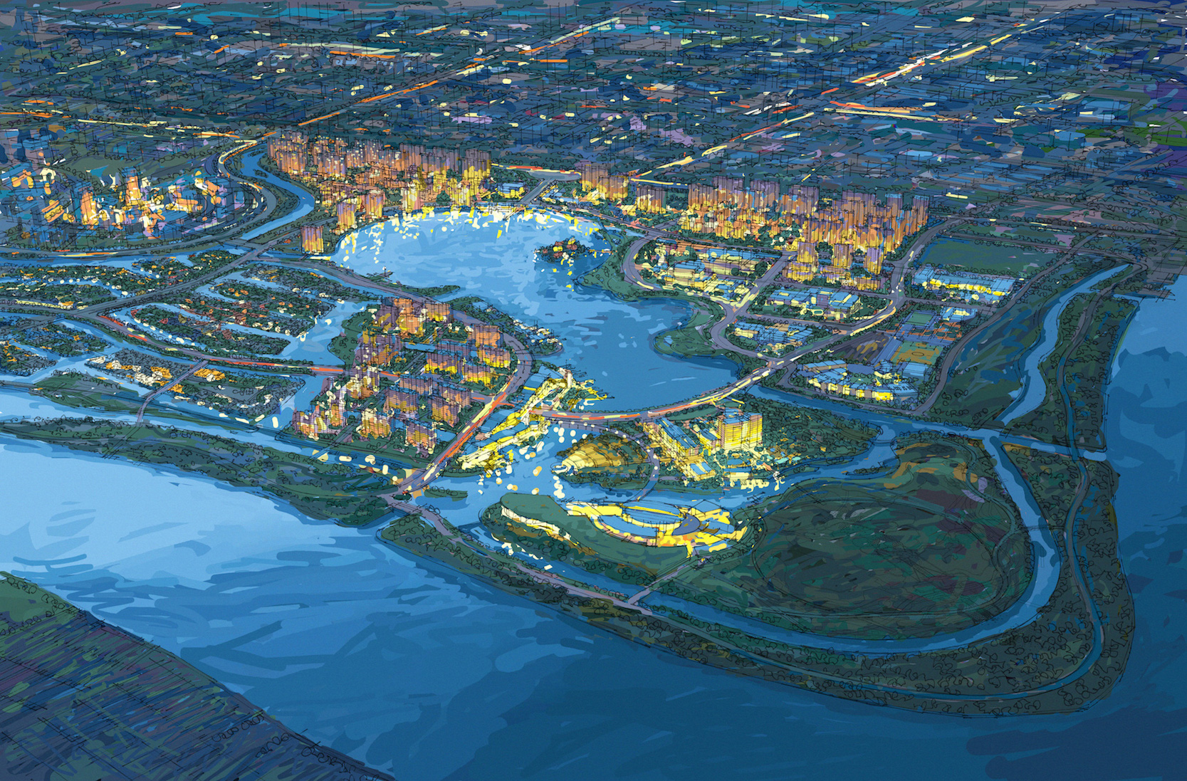 Rendering of the Zizhua Purple Bay residential community. (Courtesy of Gafcon Inc.)