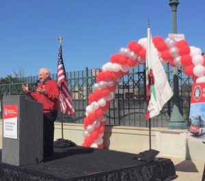 County Supervisor Ron Roberts addresses the grand opening crowd. (Courtesy of Ron Robert's Office)